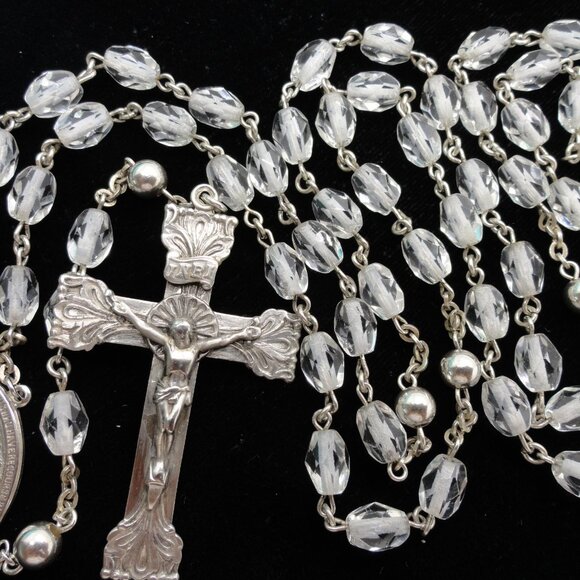 Sterling Silver and Crystal Beads 32 Grams 23" Rosary - Picture 8 of 8
